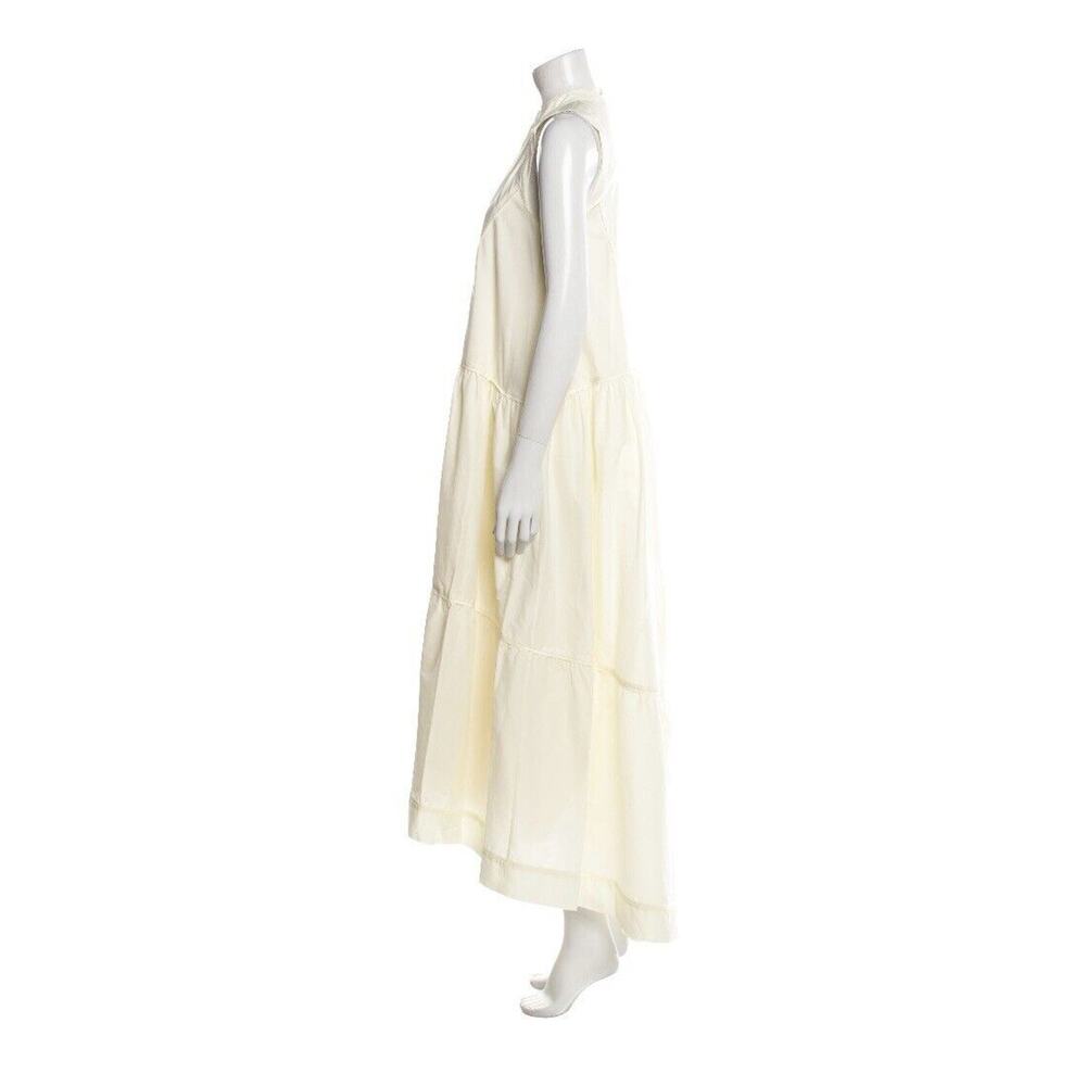 JONATHAN SIMKHAI Ivory Cotton Tiered Sleeveless Mock Neck Midi Tent Dress Size M - Picture 3 of 5